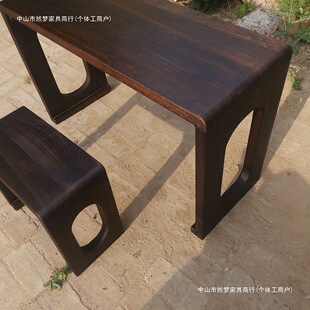 Multifunctional Solid Wood Integrated Table and Stool, Paulownia Wood Guqin Table and Stool, Ancient Style Chinese Calligraphy Integrated Table