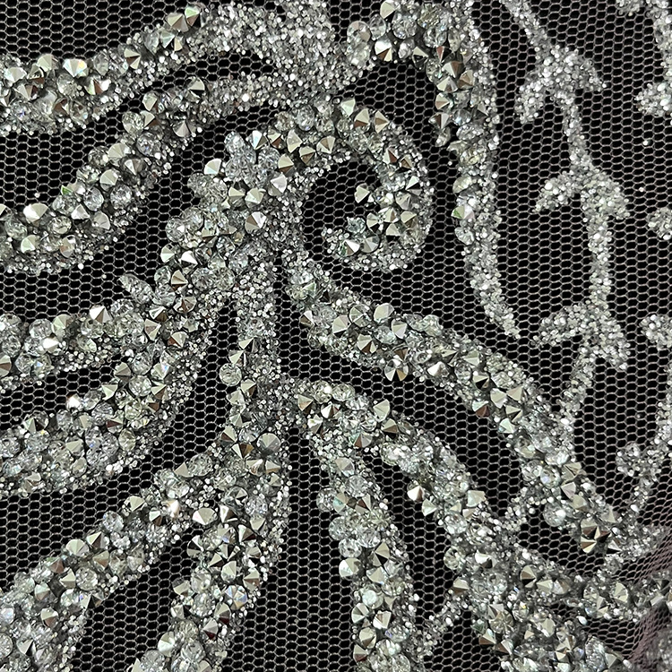 2024 nueva tela de malla nueva tela de malla tridimensional encaje rociado oro diamante vestido de boda tela