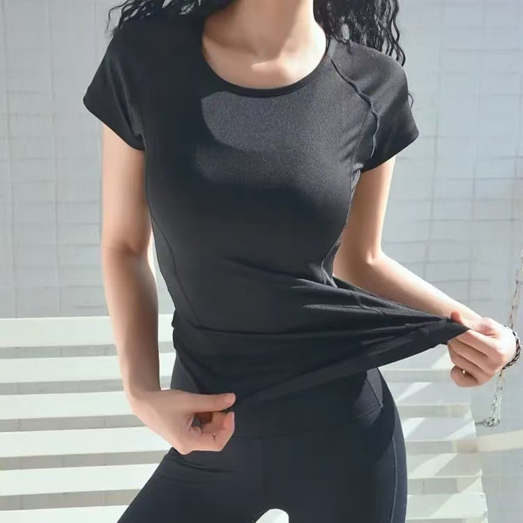 Quick-Drying Running T-Shirt Training Fitness Clothing Breathable Mesh Elastic Yoga Clothing Pilates Tight Sports Short-Sleeved Women's