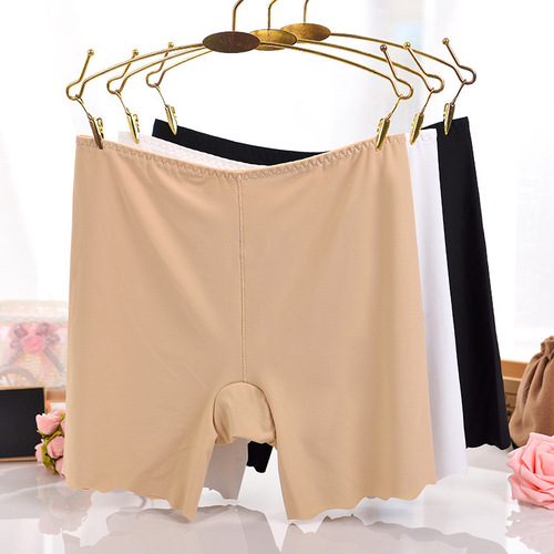 Summer Ice Silk 3/4 Leggings Safety Shorts Anti-Stray No-Show Underpants Breathable Ultra-Thin Anti-Roll Edge Protection Underwear for Women