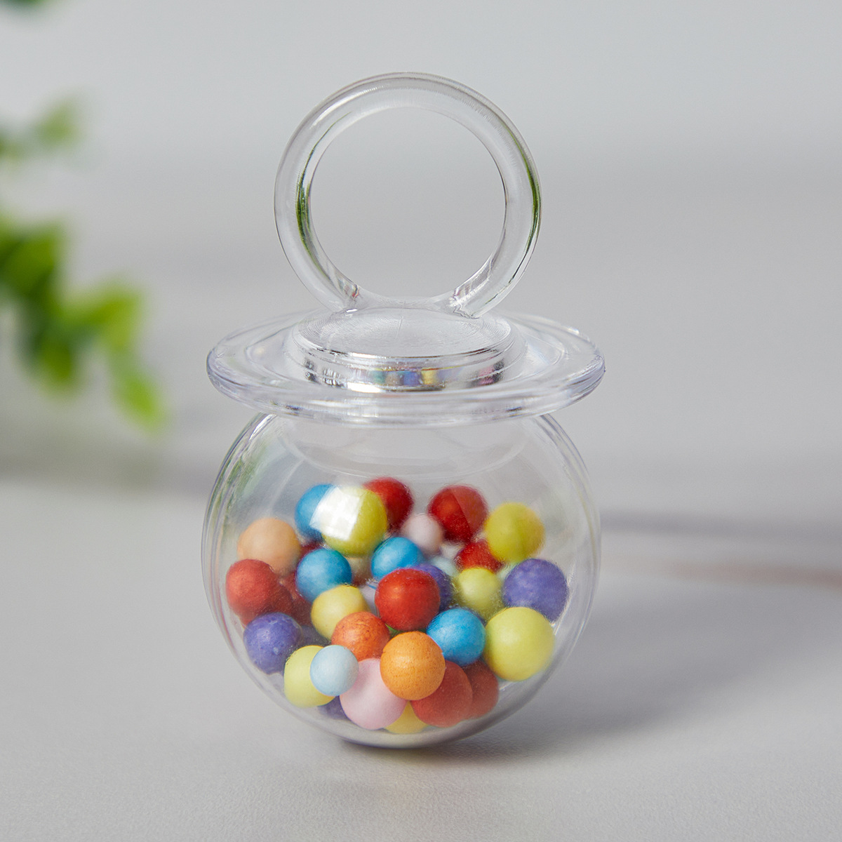 Caja de dulces creativa para baby shower, caja de plástico transparente de calidad alimentaria con diseño de dibujos animados para guardar chupetes, caja pequeña.