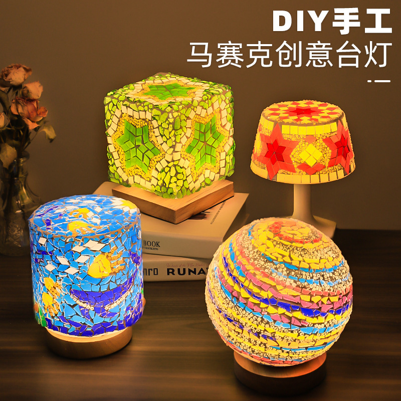 Mosaic DIY Handmade Table Lamp Turkish Style Night Light Creative Birthday Gift Women's Day Handmade Lighting