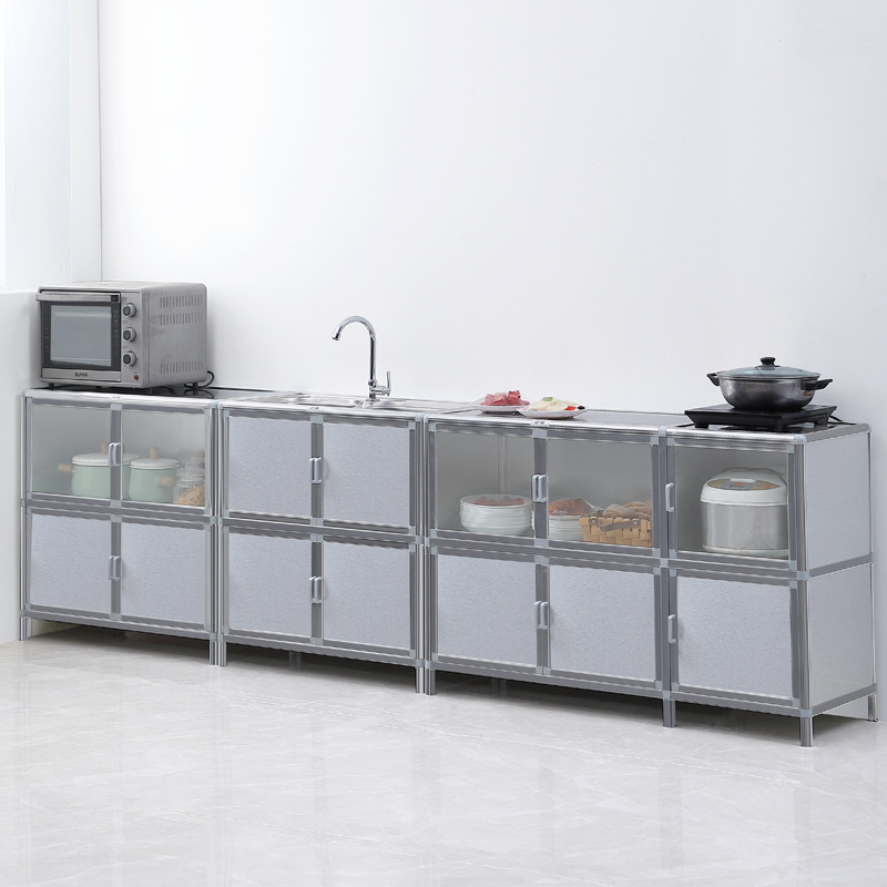 Combinación de acero inoxidable armario de comedor multifuncional armario de almacenamiento integrado armario de almacenamiento de sala de estar armario de cocina doméstico armario de cubierta