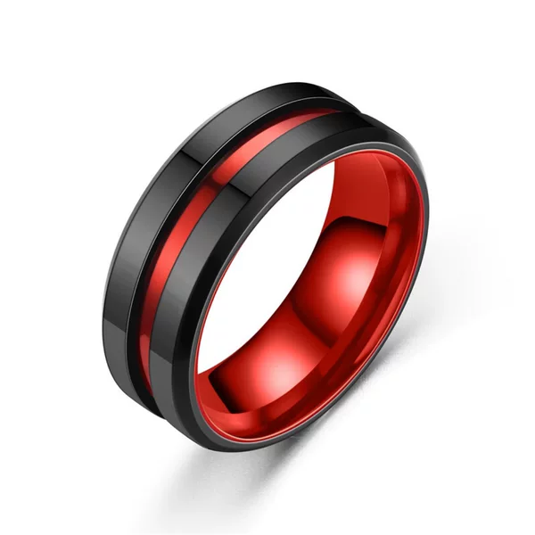 2023 European and American Korean Style Two-Tone Red and Black Titanium Steel Yaxing Good Luck Cross-Border Jewelry with Vintage Geometric Elements