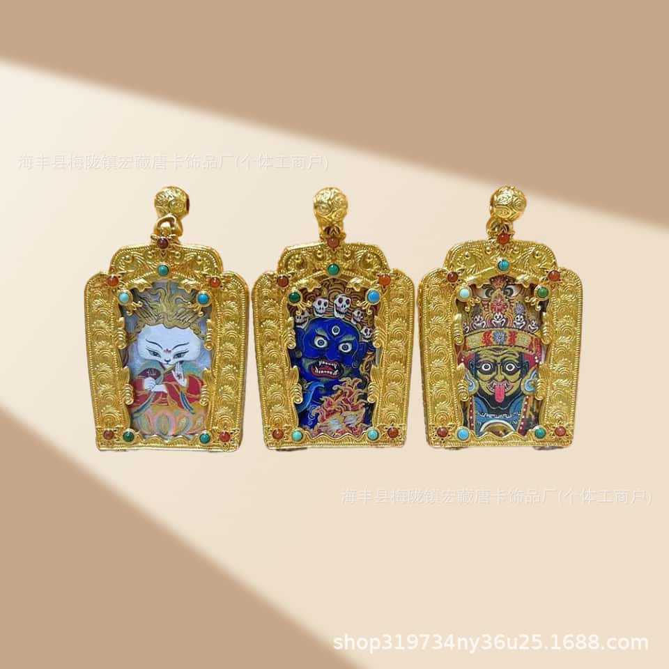 藏式民族风项链男女嘎乌盒装复古护身符吊坠透明可打开佛唐卡|ru