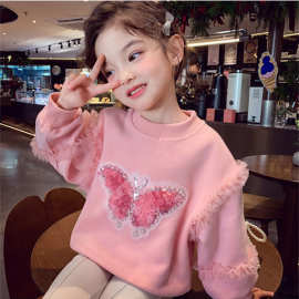 女童长袖T恤2025春装新款童装宝宝甜美可爱圆领打底衫潮
