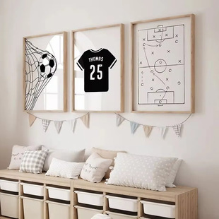 Modern Cartoon Football Field Map Jersey Boys Children's Room Baby Bedroom Decorative Painting Core Poster Hanging Painting