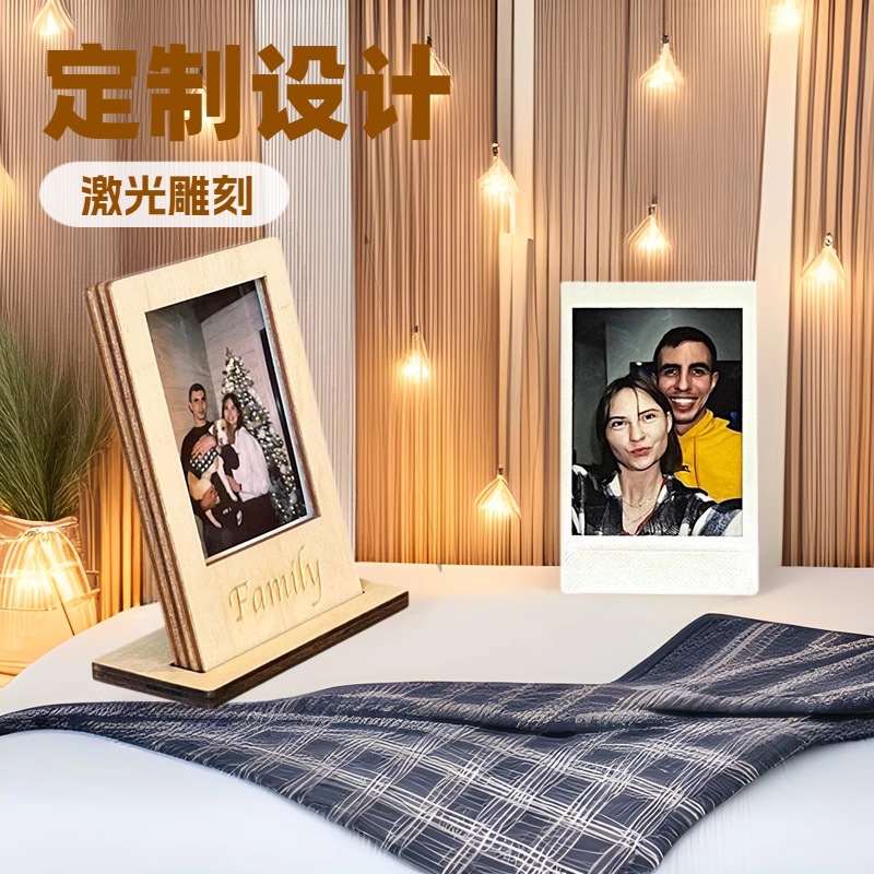 Cross-Border Hot Selling Mini Photo Frame Desktop Photo Frame Ornaments Wooden Laser Engraved Photo Frame