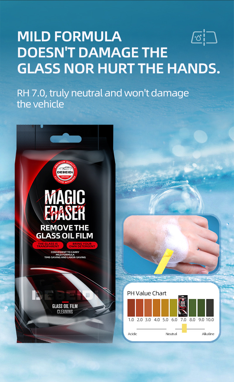 Debedi Car Glass Degreasing Film Sponge Magic Wipe Comes with Detergent Powerful Decontamination Glass Cleaning Artifact