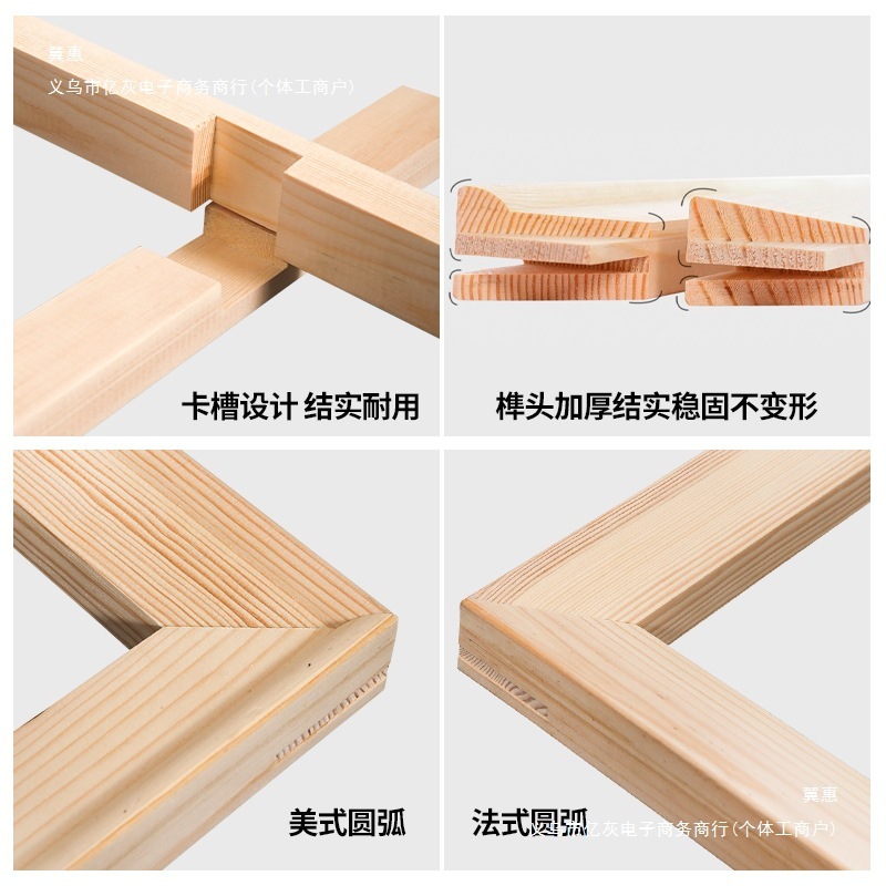 厚く幅広の大型パイン油絵フレーム、ほぞ穴とほぞ穴の内枠、無垢材の細かい細工、デジタルカスタマイズ|undefined