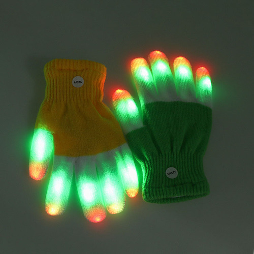LED Halloween Christmas Multicolor Light Gloves, Colorful Flash Knitted White Finger Gloves for Adults and Children in Bulk