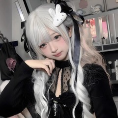 白銀灰色かつら女長髪少羅甘美長巻き髪大波白毛lolita日常ふわふわjk全