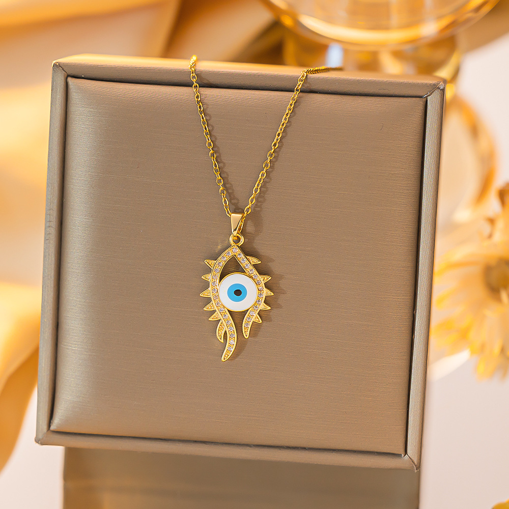 Pendant Necklace Classification Titanium Steel Copper Gold Plated Simple Style Devil's Eye Hollow Out Inlay Zircon Pendant Necklace