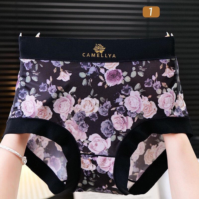 夏季新款大码冰丝三角内裤女胖mm160斤加肥高腰碎花女士内裤批发|undefined