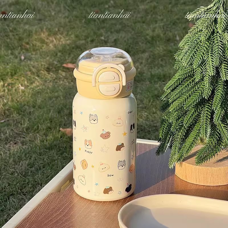 Nuevo taza de agua de doble bebida para niñas de alto valor facial caricatura lindo mangas portátiles para niños taza de agua especial para estudiantes escolares image 4