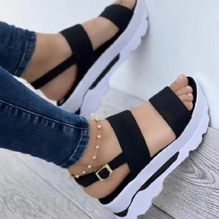 2025 cross-border new European and American adjustable ankle strap red women's platform sandals cross-border delivery