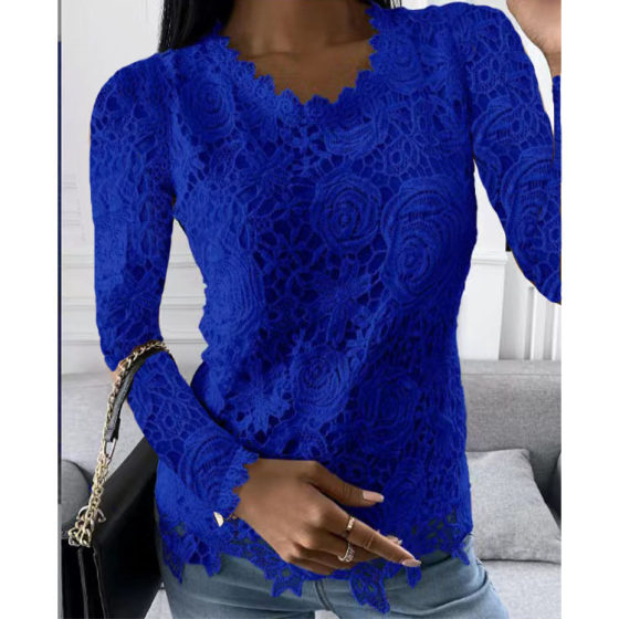 Independent station Amazon 2022 summer new women's clothing Europe and the United States cross-border foreign trade new lace shirt short sleeve top