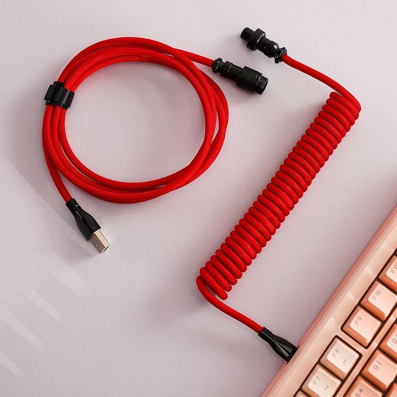 Mechanical Keyboard Data Cable Fixing Rod Weight Bar Spring Type-C Spiral Cable USB Custom Aviation Plug Cable for Computer