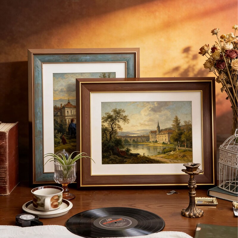 European-Style Retro Oil Painting Frame Custom-Made Classical Wall Decoration Frame 4K8K Photo 24inch Poster Mounting Wall Hanging Picture Frame