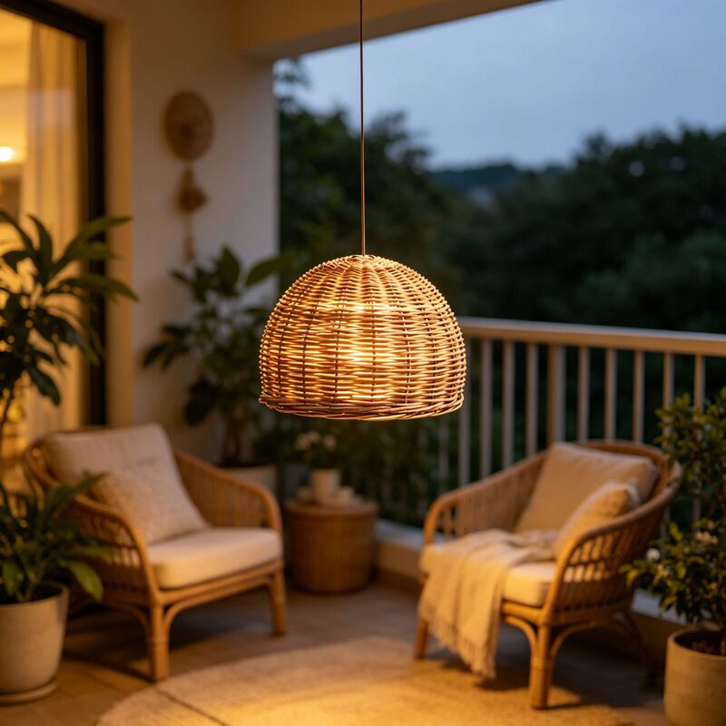 Nanyang Retro Wicker Woven Lampshade, Light Luxury High-End Dining Room, Courtyard, Balcony, Terrace Outdoor Ambiance Pendant Lampshade
