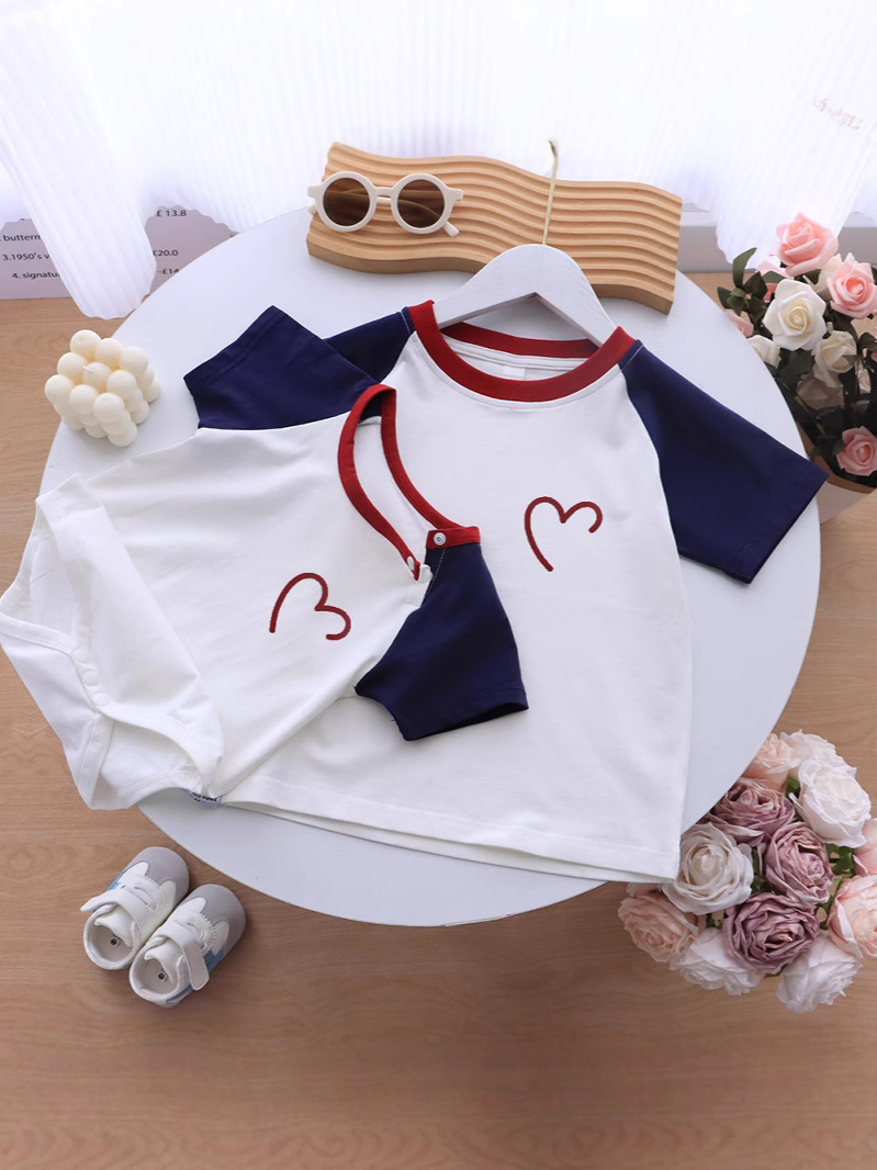 Kindergarten Parent-Child Class Clothing 2025 New High-end Parent-Child Clothing Family Three or Four Short-Sleeved T-Shirt Summer Mother and Child Mother and Daughter