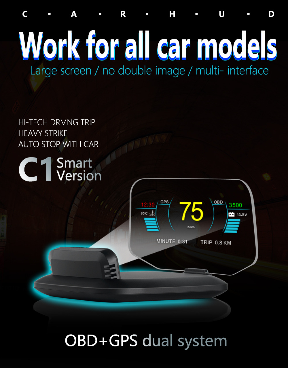 Weiying C1 Head-Up Display Car Hud Car Obd Multi-Function Projector High-Definition Universal Head-Up Display