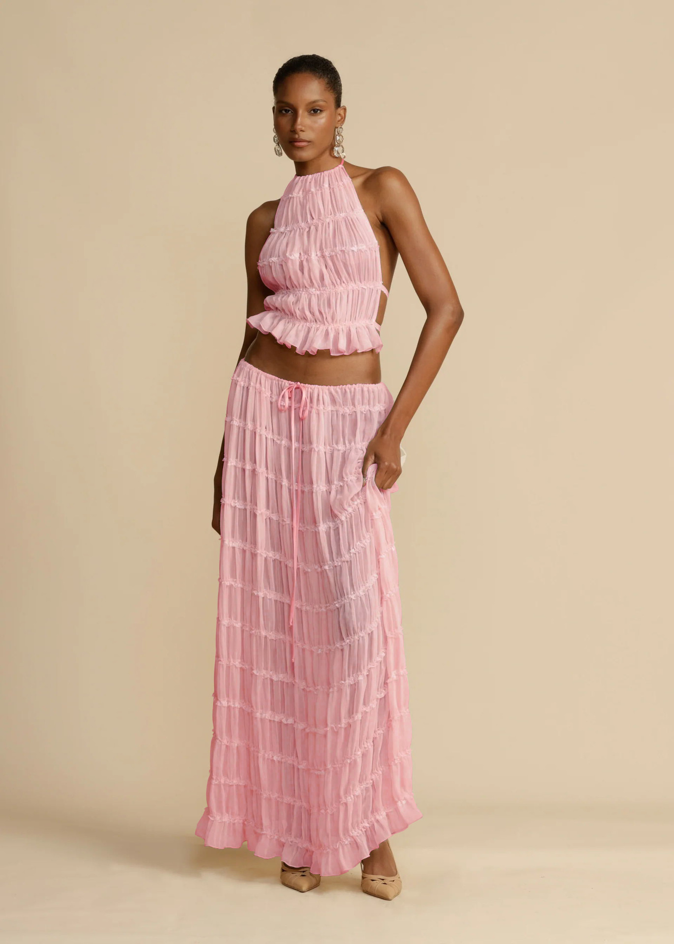 84g Weight Sleeveless Sleeve Length Polyester Fabric Type Skirt Co-ord Set Sets Type 2 Pieces Set Quantity Daily, Beach, Date Occasion Halter Neck Neckline Regular Fit Fit Type Solid Color Pattern Summer Season Women's Gender Sexy Style Daily Beach Date Women's Sexy Solid Color Polyester Skirt Co-ord Set Skirt Sets 17