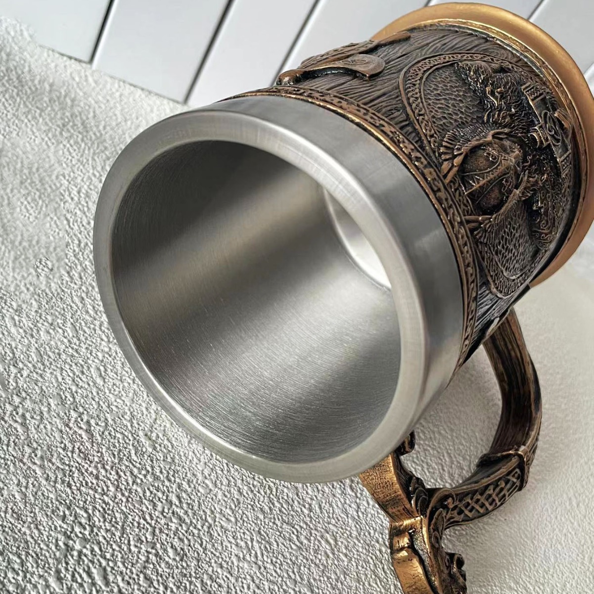 Creativo Viking pirata taza de cerveza taza de agua grande taza de acero inoxidable taza de marca taza de resina artesanía taza de café barra