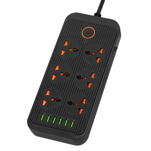 Foreign trade USB power strip with cable, multi-outlet extension cord, 6-socket household high-power power board, 5-meter extension socket, cross-border wholesale