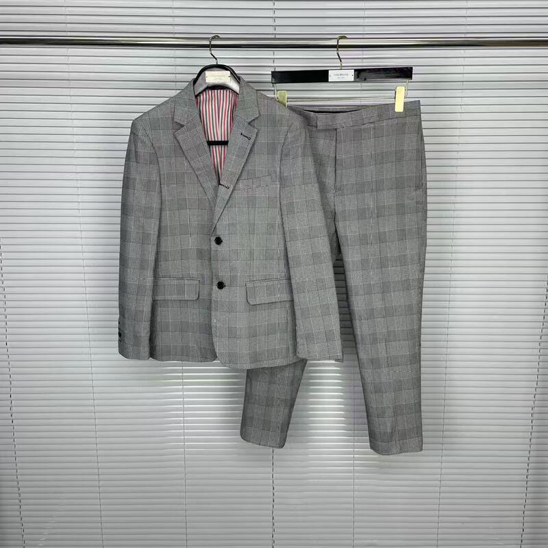 TB Factory Straight Plaid Lapel Suit Jacket Casual Comfortable All-match Plaid Suit Pants for Men and Women Same suit TB Factory Straight Plaid Lapel Suit Jacket Casual Comfortable All-match Plaid Suit Pants for Men and Women Same suit