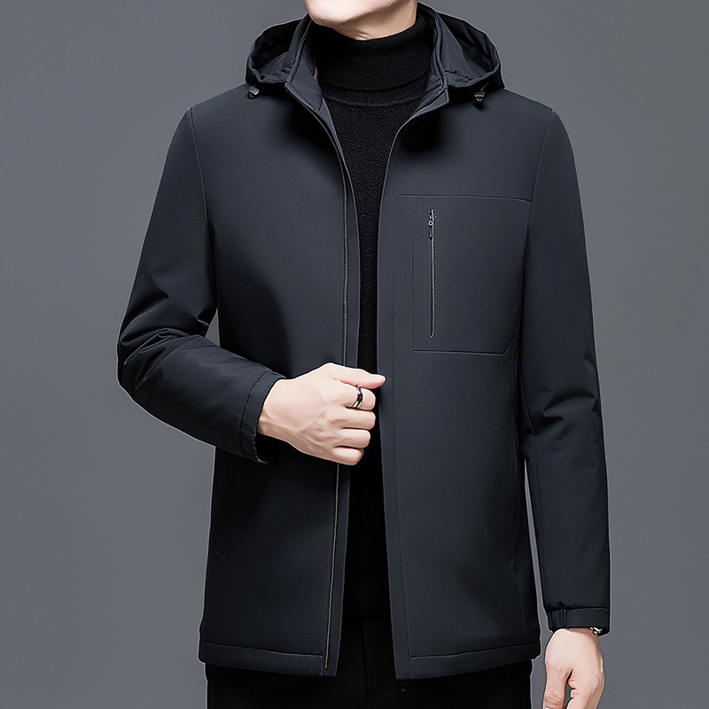 专柜高档男装尼克服中老年爸爸商务休闲保暖棉衣外套可脱卸帽棉服