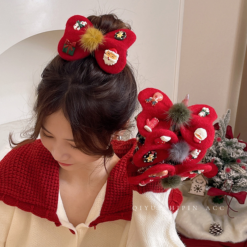 Bolas de pelo de Navidad arco intestino grueso anillo de cabello de alta calidad estilo estilo de diseño de cabello de nicho toque de cabello