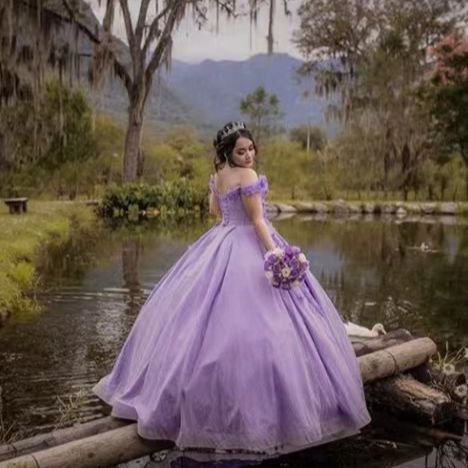 Purple Yarn Evening Dress Performance Dress European and American New Wedding Dress Long Skirt One-Shoulder Performance Dress