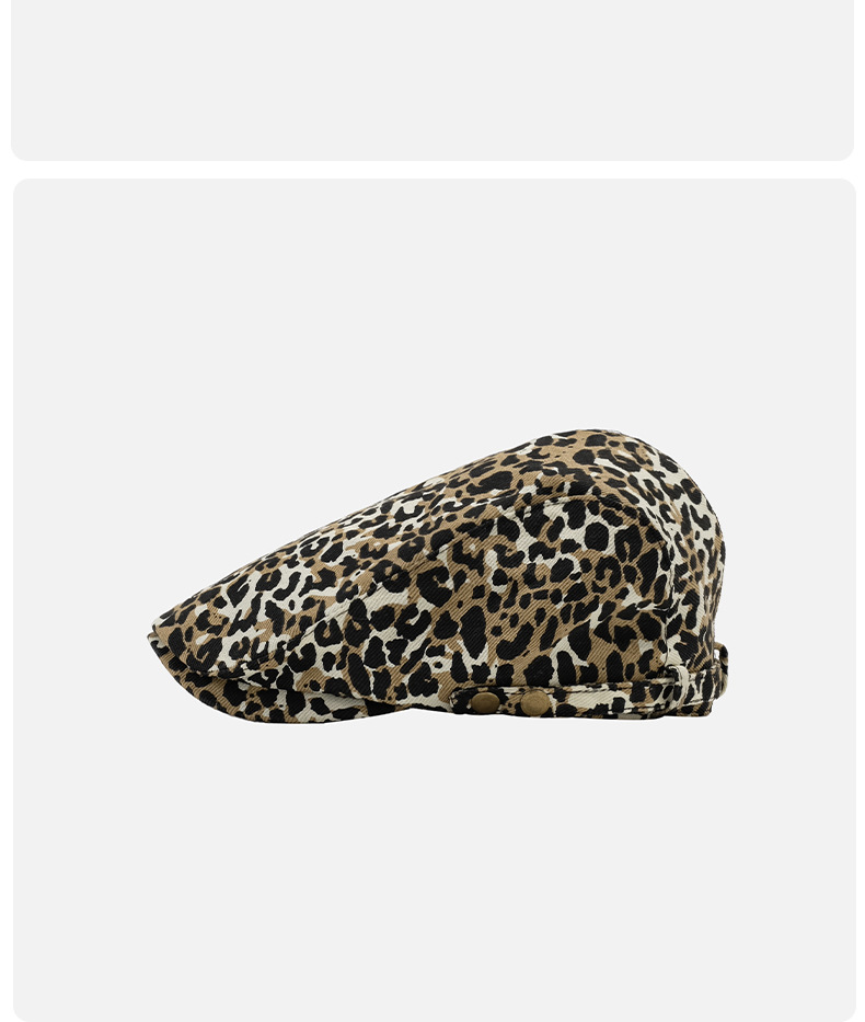 Designer Leopard Print Forward Hut Nische Vintage Baskenmütze ins Spice Girl Mode Newsboy Hut_voghion.com