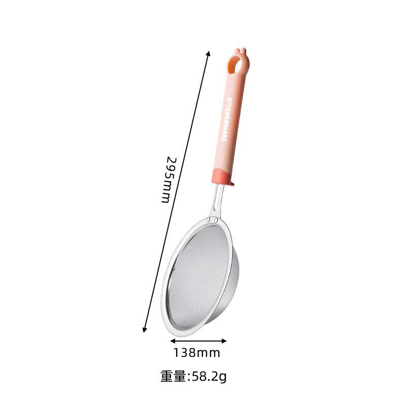 ステンレス鋼小麦粉ふるいキッチン家庭用ベーキングフィルター粉砂糖ふるいジュース豆乳 PP ハンドルスラグフィルター漏れ|undefined