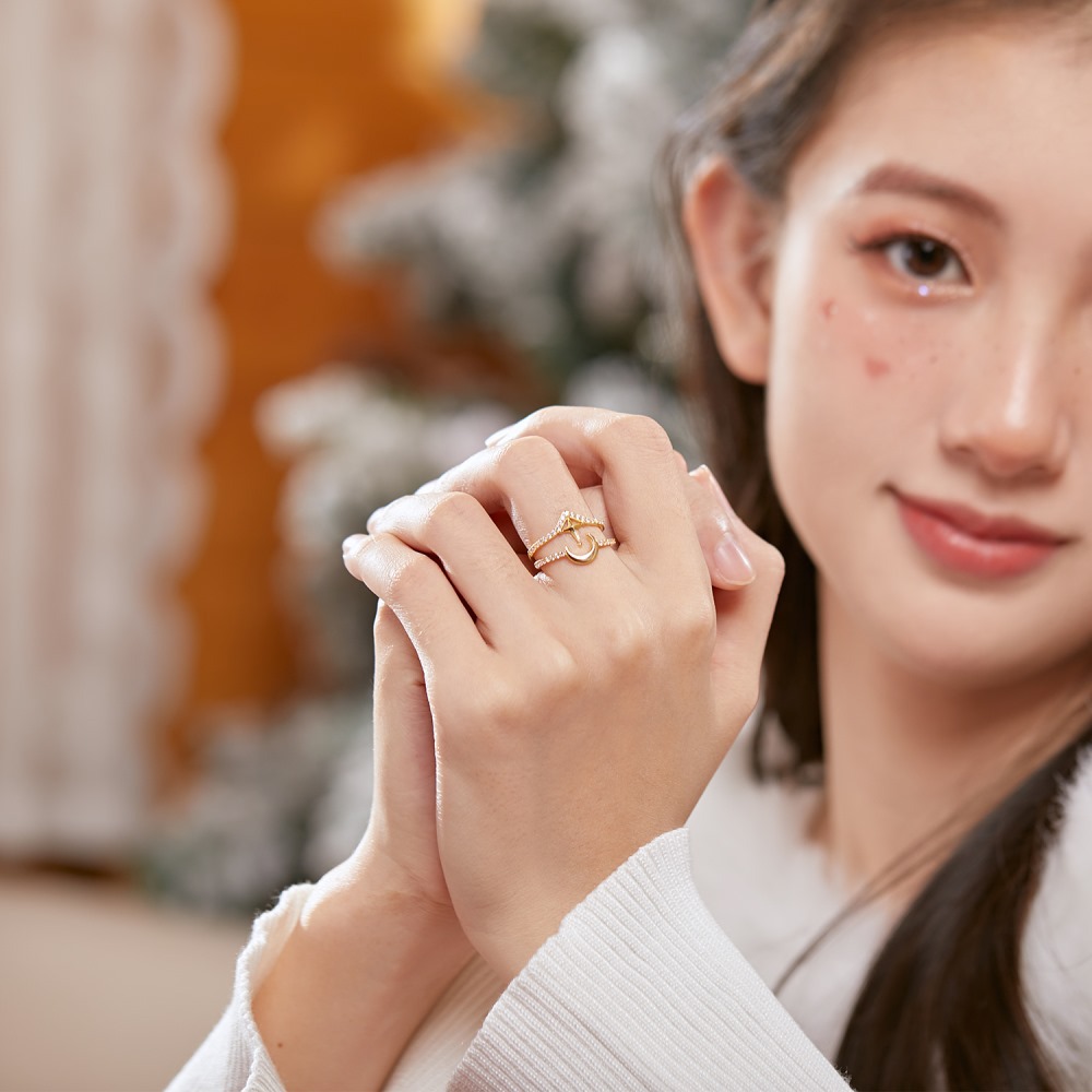 Elegant Star Moon Sterling Silver Plating Zircon Rings