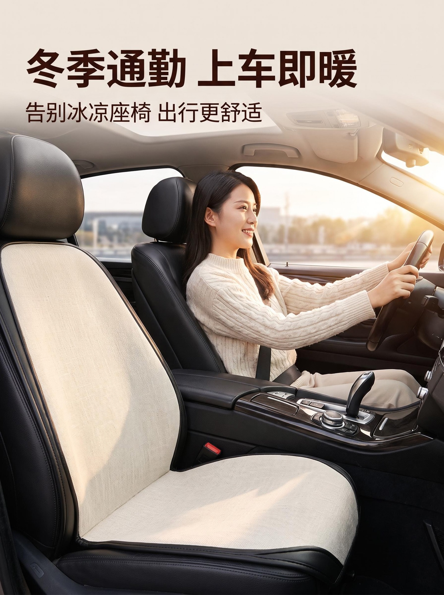 Car seat heating pad, 12V/24V universal, electric heating pad for seats, winter warming, three temperature settings, and timer function