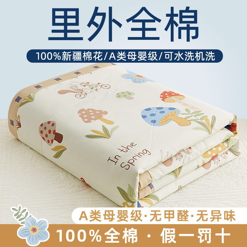 Factory wholesale Class A cotton summer cool quilt inside and outside cotton air conditioning quilt mother and child grade children's baby summer quilt thin quilt