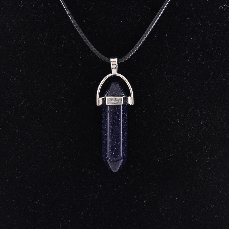 Cristal natural ágata columna hexagonal colgante diamante bala collar al por mayor cuarzo punto colgante