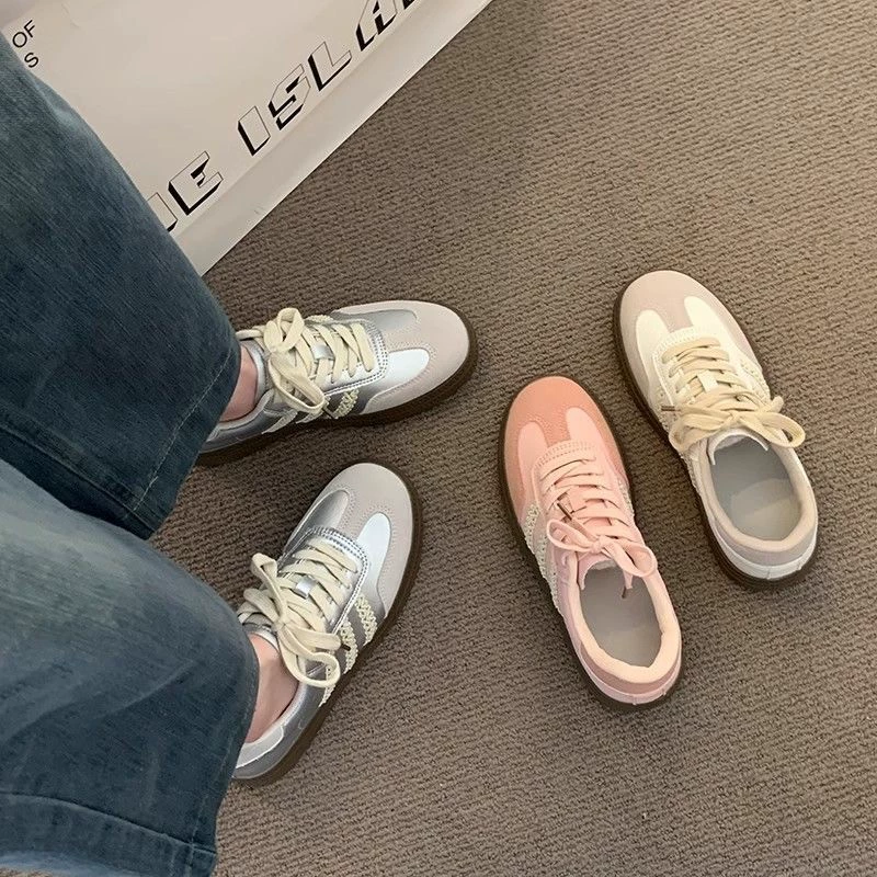 Серебряный арганд тренировочные туфли 2024 новая весна лето нишевые ретро балет стиль дикий повседневные туфли на толстой подошве для женщин