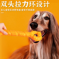 Pet molar double-ended pull stick TPR tooth cleaning trainer bite-resistant stick with spiked bone toy giant bone