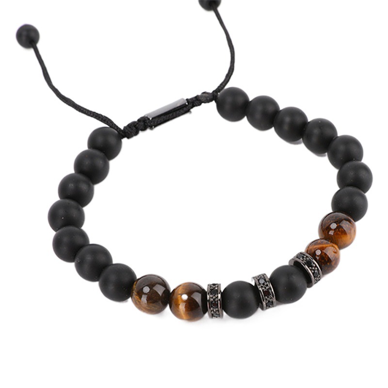 Nuevo Amazon Venta caliente Tigre ojo piedra esmerilado tarjeta pulsera cobre incrustaciones ZIRCON pulsera hombres pulsera regalo