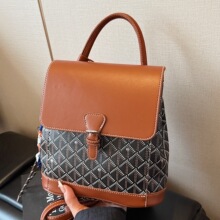 时尚印花双肩包包女2025新款小众设计旅行背包复古撞色斜挎包跨境