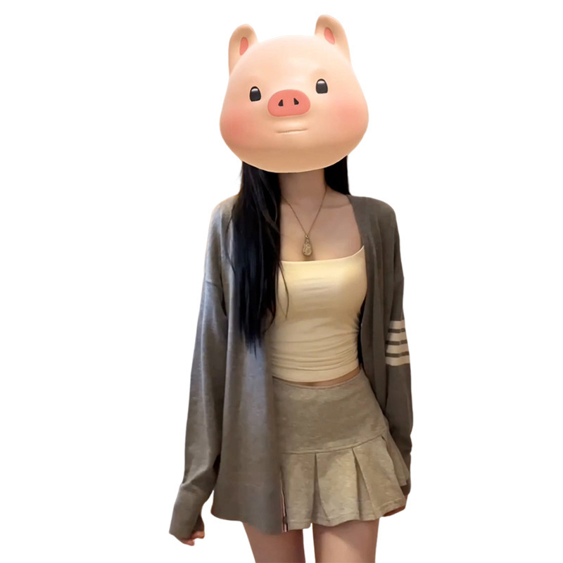 灰色复古针织开衫毛衣外套女开春季2025新款春秋宽松韩系chic上衣|undefined