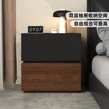 全实木床头柜新款复古风床边柜家用卧室斗柜自由组合小型储物柜