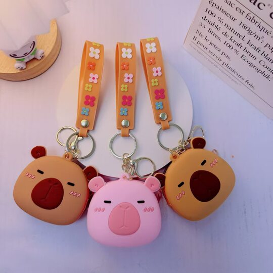 Foreign Trade Explosions Cartoon Capybara Silicone Keychain Coin Purse Small Pendant Capibala Creative Cute Key Bag