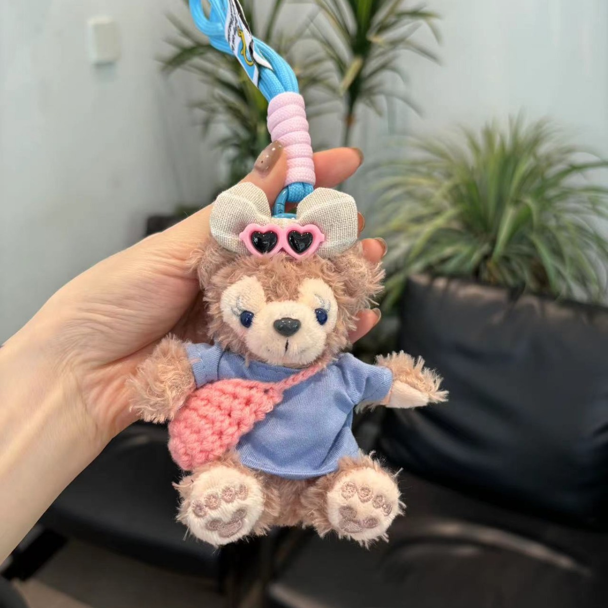 Nuevo Duffy oso llavero de automóvil lindo caricatura muñeca de peluche bolsos colgantes chicas pareja muñeca colgantes