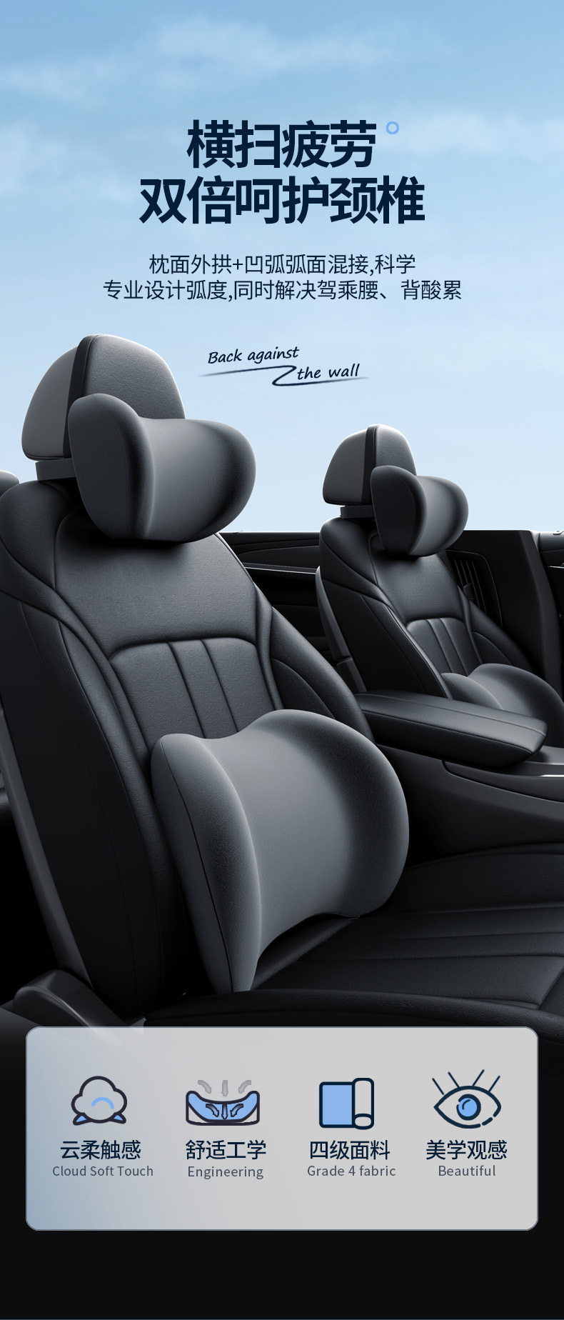 Car Headrest and Lumbar Support for Drivers, Memory Foam Support for Prolonged Sitting, Car Shoulder Pillow, Automotive Accessories