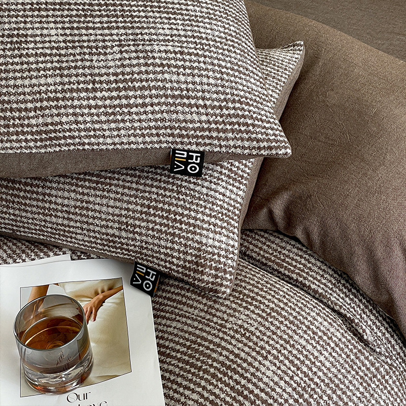 Luxurious Washed Cotton Duvet Cover Set Four Piece Bedding Suite_voghion.com
