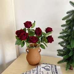 Rose single flannel simulation flower Valentine's Day wedding arrangement hotel decoration flower fake flower rose manufacturer wholesale